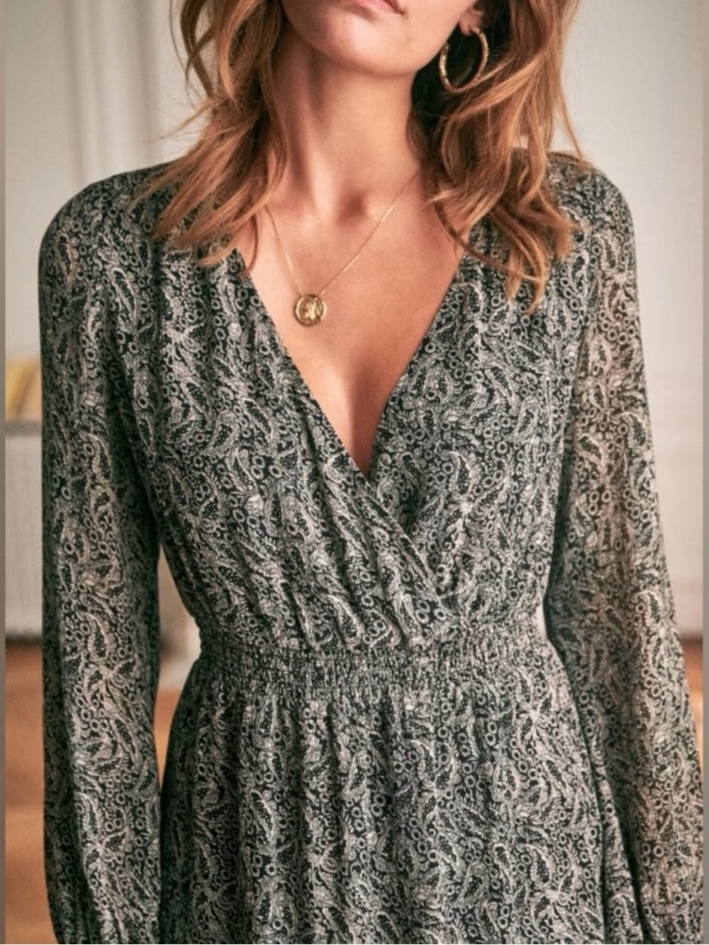Sezane Titiane Dress in Printed Black and White Floral Paisley Size 36 US 4 - Picture 2 of 10